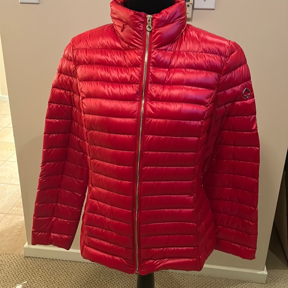 Women’s red puffer jacket